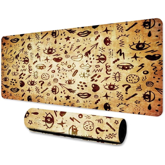 Game Mouse Pad 31.5x11.8 Inches Halloween Cartoon Geometric Pattern Graphic Printed Mouse Pad for Home Office Gaming Work BDMLMN1