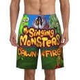 thumbnail image 1 of Game My Singing Monsters Dawn of Fire Men's Beach Shorts Swim Trunks Casual Quick Dry Board Shorts Swimwear Pants with Mesh Lined and Pockets, 1 of 8
