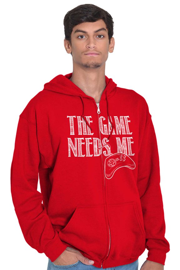 Game Needs Me PC Gamer Nerdy Geeky Zip Up Hoodie Men's Women's Brisco Brands L