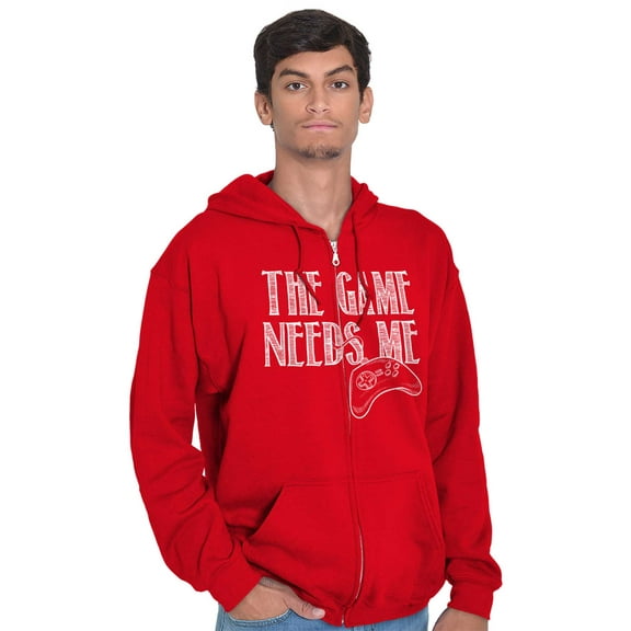 Game Needs Me PC Gamer Nerdy Geeky Zip Up Hoodie Men's Women's Brisco Brands M