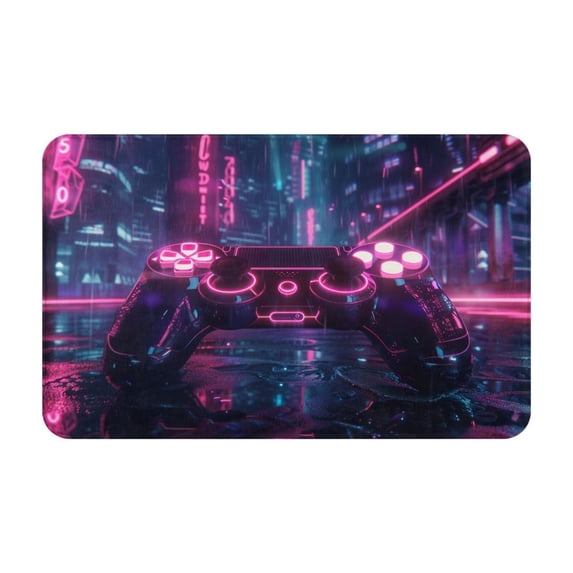 Game Neon Cyberpunk Style Rugs Washable Cover Floor Rug Carpets Home Decorations for Bathroom Kitchen Bedroom Indoor 31.5x20 inch