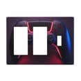 thumbnail image 1 of Game Neon Cyberpunk Style Switch Cover Decorative Wall Plate 3-Gang 2-Decor 1-Toggle Standard Size, 1 of 5