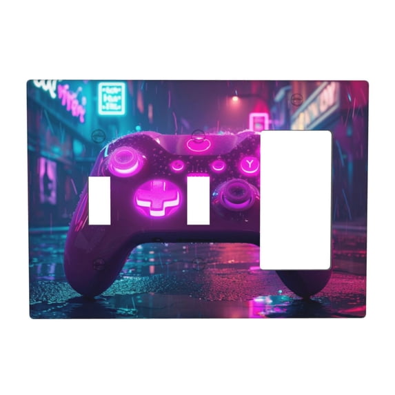 Game Neon Cyberpunk Style Switch Cover Decorative Wall Plate 3-Gang 2-Toggle 1-Decor Standard Size