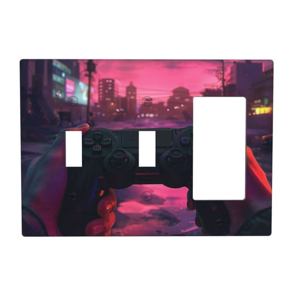 Game Neon Cyberpunk Style Switch Cover Decorative Wall Plate 3-Gang 2-Toggle 1-Decor Standard Size