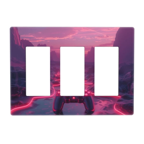 Game Neon Cyberpunk Style Switch Cover Decorative Wall Plate 3-Gang Screwless Standard Size
