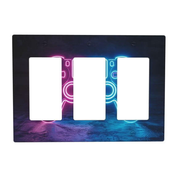 Game Neon Cyberpunk Style Switch Cover Decorative Wall Plate 3-Gang Standard Size
