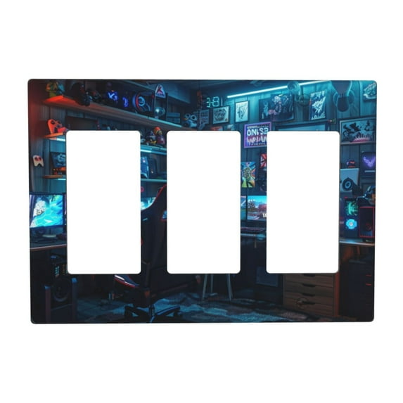 Game Neon Switch Cover Decorative Wall Plate 3-Gang Standard Size