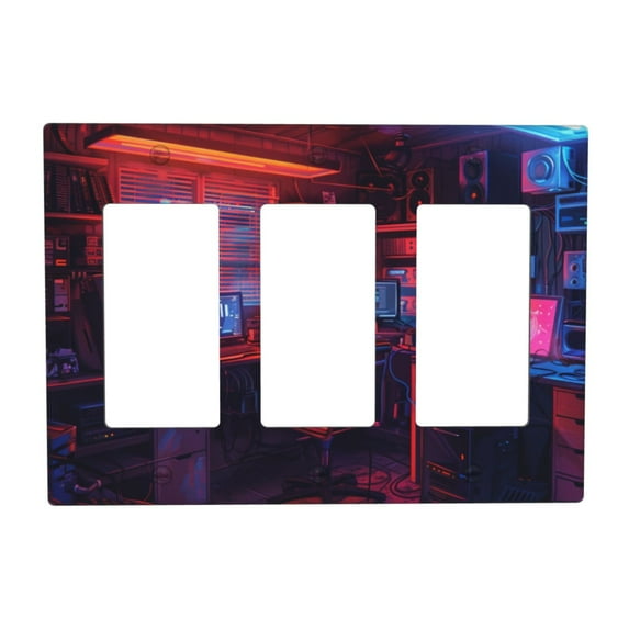 Game Neon Switch Cover Decorative Wall Plate 3-Gang Standard Size