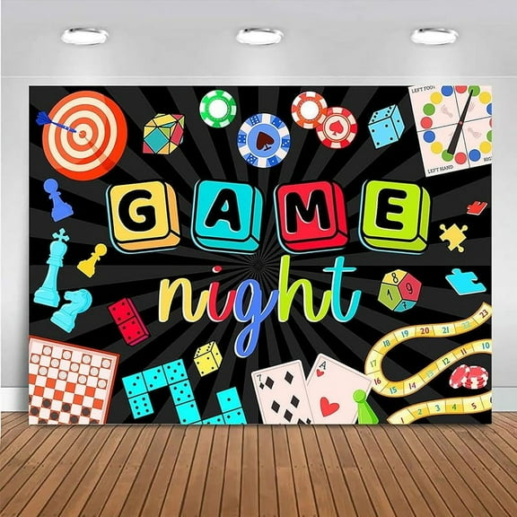 Game Night Backdrop Board Game Game Night Decorations for Adults Chess Card Game On Backdrop Party Supplies Banner Photo Booth Props(7x5ft)