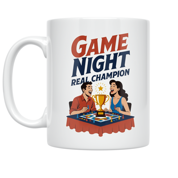 Game Night Real Champion - Board Game Enthusiast - 11 oz Ceramic Coffee Mug