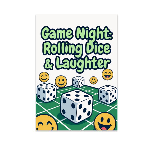 Game Night: Rolling Dice & Laughter - Tabletop Game Enthusiast - 13x19 Poster Print