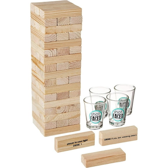 Game Night Tipsy Tower Glass Drinking Game Set