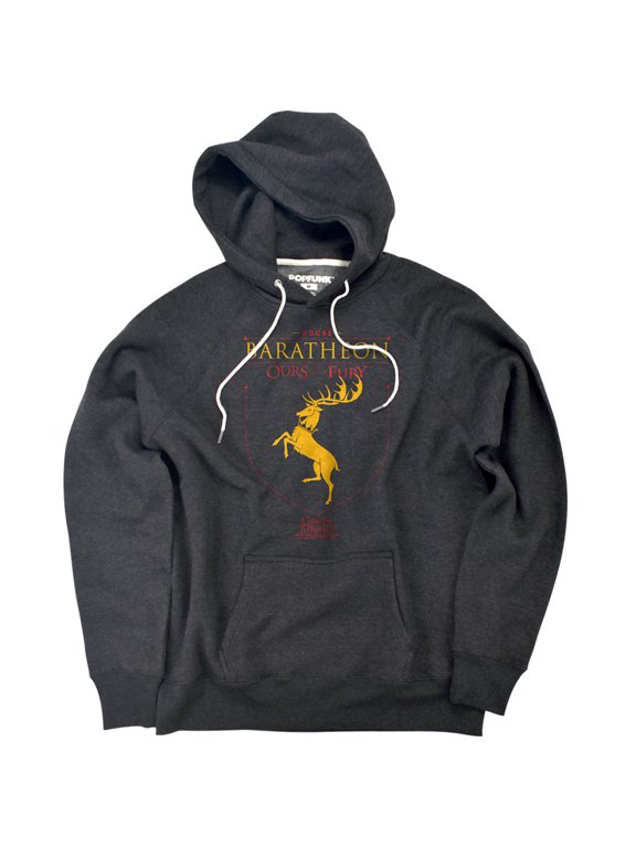 House Baratheon Sigil Unisex Adult Slim Fit Pull-Over Heather Hoodie, Charcoal, Small