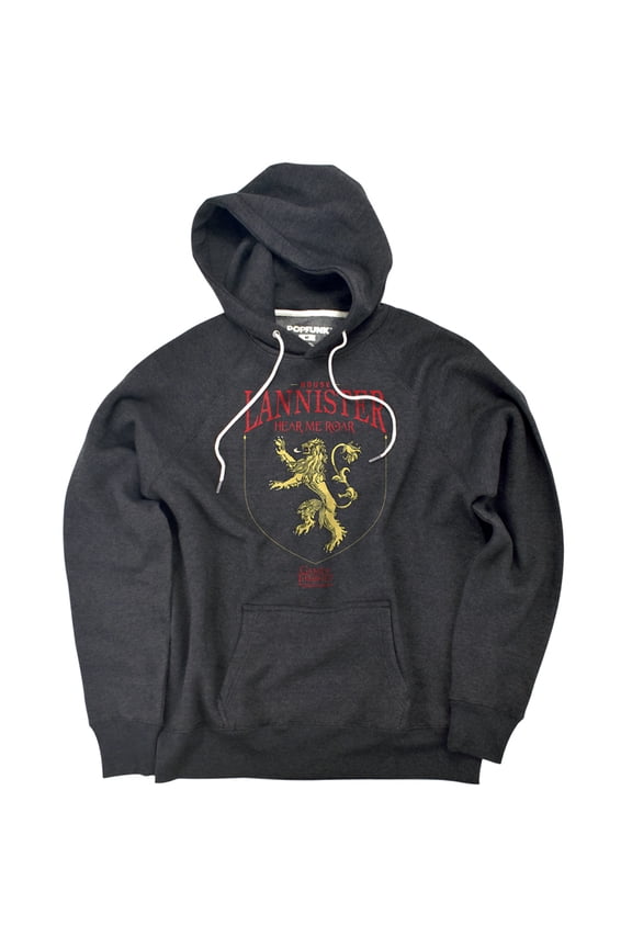 House Lannister Sigil Unisex Adult Slim Fit Pull-Over Heather Hoodie, Charcoal, Small