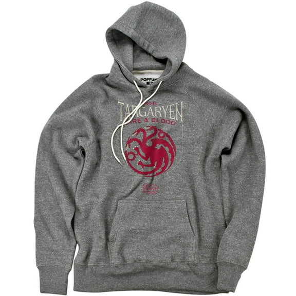 Game Of Thrones House Targaryen Sigil Unisex Adult Slim Fit Pull-Over Heather Hoodie, Athletic Heather, Small