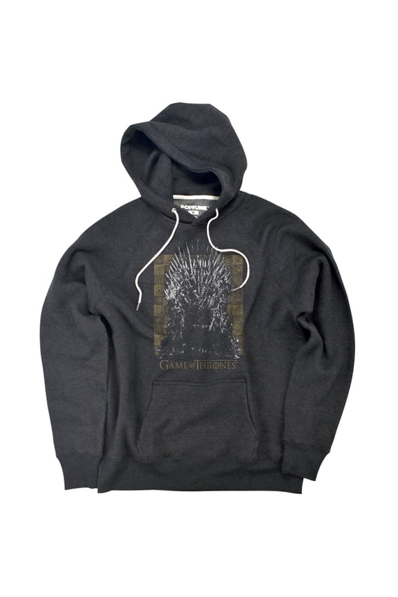 Iron Throne Unisex Adult Slim Fit Pull-Over Heather Hoodie, Charcoal, Small