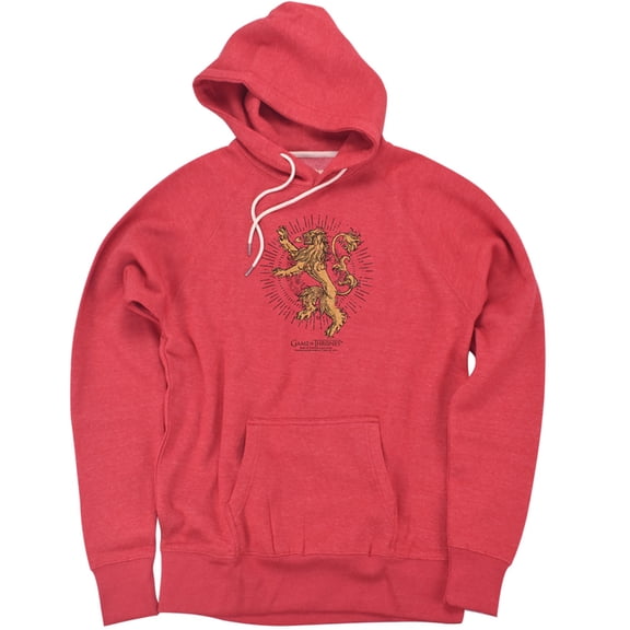 Game Of Thrones Lannister Burst Sigil Unisex Adult Slim Fit Pull-Over Heather Hoodie, Red, Small