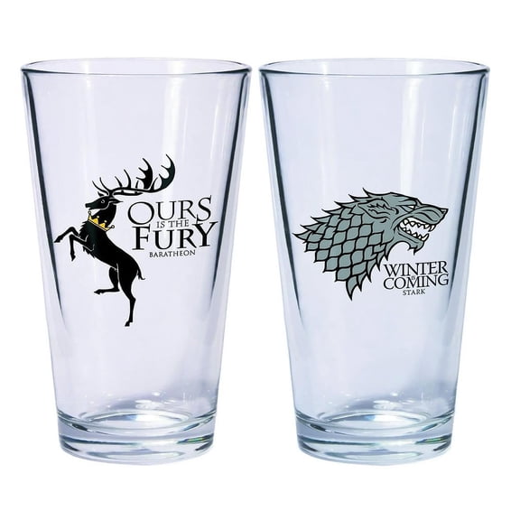 Game Of Thrones Pint Glass Set Of 2 Stark & Baratheon