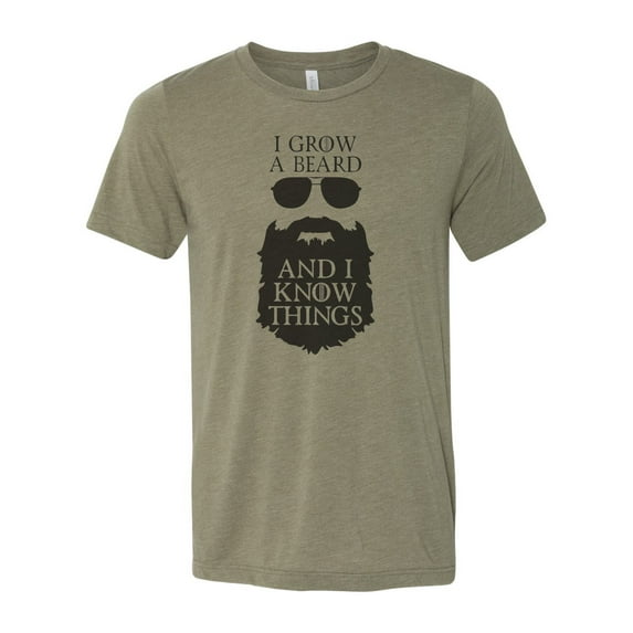 "Game Of Thrones Shirt, I Grow A Beard And I Know Things, Beard Shirt, Beard Dad, GOT Apparel, Game Of Thrones, Dad Shirt, Uncle Apparel, GOT, Heather Olive, 2XL"