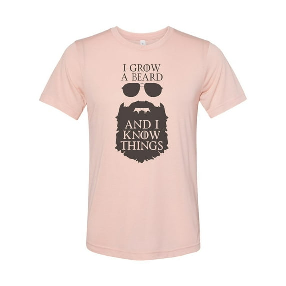 "Game Of Thrones Shirt, I Grow A Beard And I Know Things, Beard Shirt, Beard Dad, GOT Apparel, Game Of Thrones, Dad Shirt, Uncle Apparel, GOT, Peach, MEDIUM"