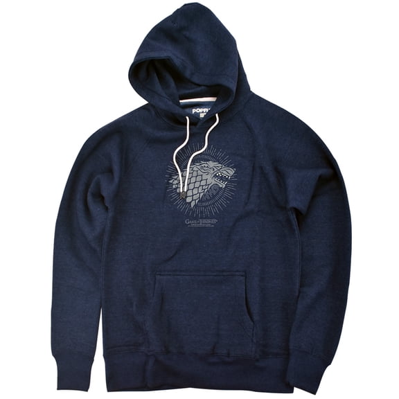 Game Of Thrones Stark Burst Sigils Unisex Adult Slim Fit Pull-Over Heather Hoodie, Navy, Small