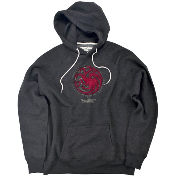 Game Of Thrones Targaryen Burst Sigil Unisex Adult Slim Fit Pull-Over Heather Hoodie, Charcoal, Medium