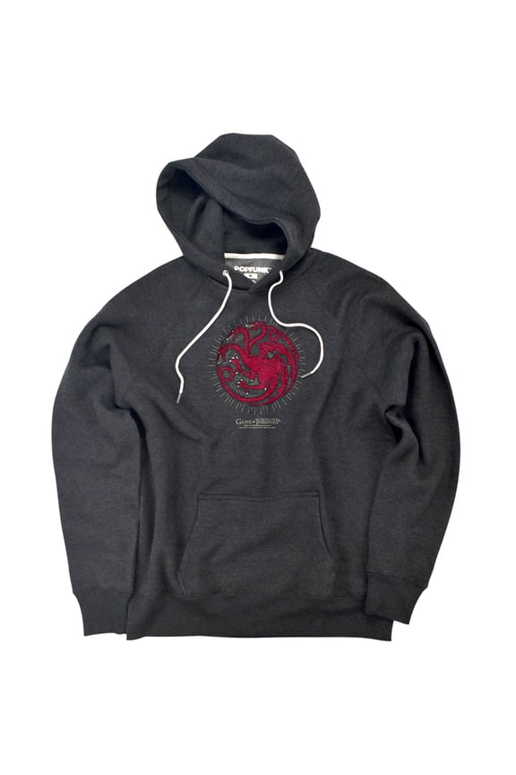 Targaryen Burst Sigil Unisex Adult Slim Fit Pull-Over Heather Hoodie, Charcoal, Small