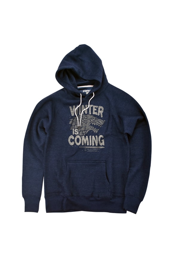 Winter Is Coming Unisex Adult Slim Fit Pull-Over Heather Hoodie, Navy, Medium