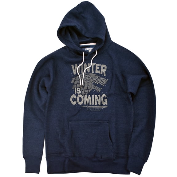 Game Of Thrones Winter Is Coming Unisex Adult Slim Fit Pull-Over Heather Hoodie, Navy, Small
