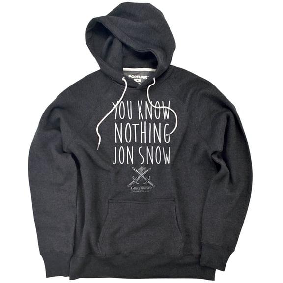 Game Of Thrones You Know Nothing Jon Snow Unisex Adult Slim Fit Pull-Over Heather Hoodie, Charcoal, Small