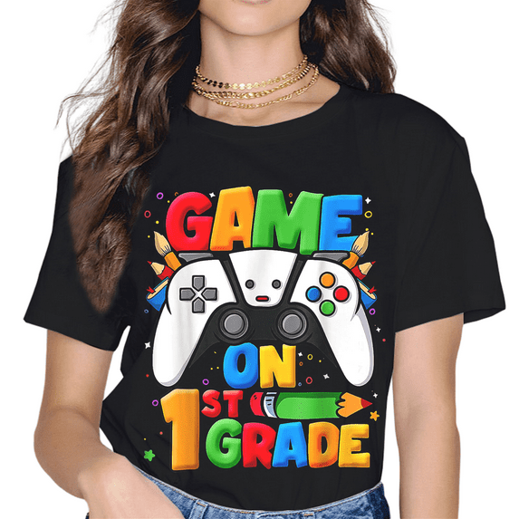 Game On 1st Grade Back To School First Grade Level Unlocked T-Shirt Black