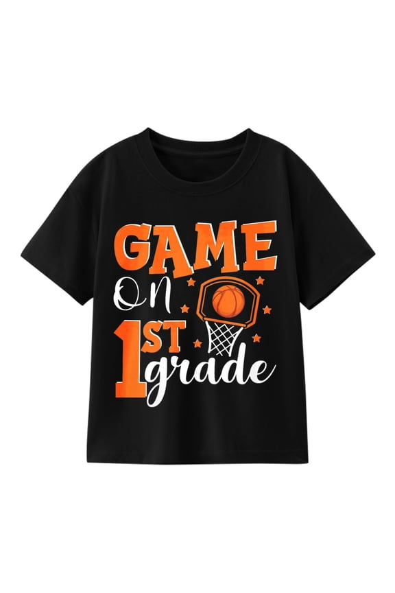 Game On 1st Grade Basketball Back To School Student Boys T-Shirt