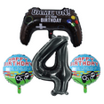 thumbnail image 1 of Game On! 4th Birthday Party Foil Balloon Set Gamer Black Blue Kids, 1 of 3
