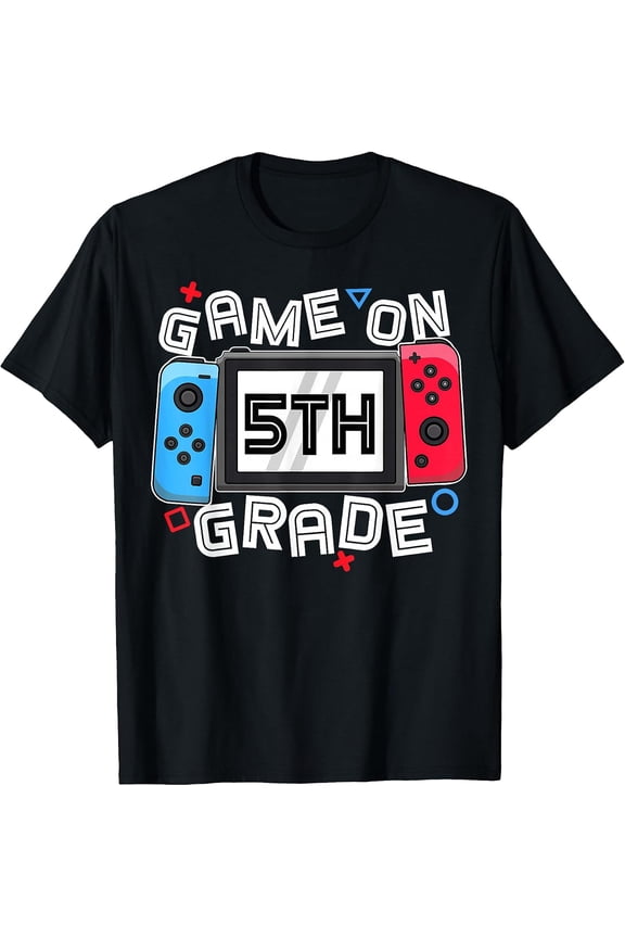 Game On 5th Grade Back To School Video Gamer Boys Kids T-Shirt Kid T-Shirt, 180gsm, 100% Cotton