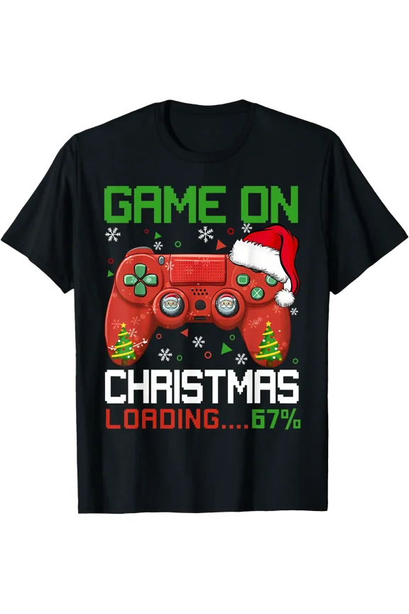 Game On Christmas Loading 67% Funny 6 7 Meme Xmas T-Shirt, Unisex T-Shirt