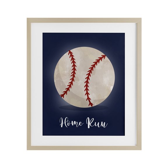 Stupell Industries Game On Home Run Birch Framed Print Under Glass, design by Christine Simpson Art