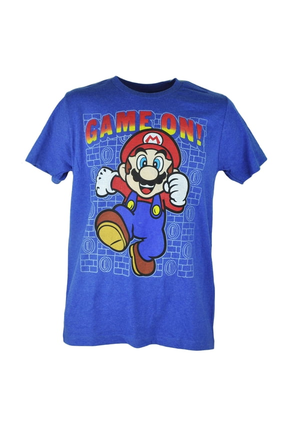 Game On Nintendo Video Game Graphic Heather Blue Tshirt Tee Small