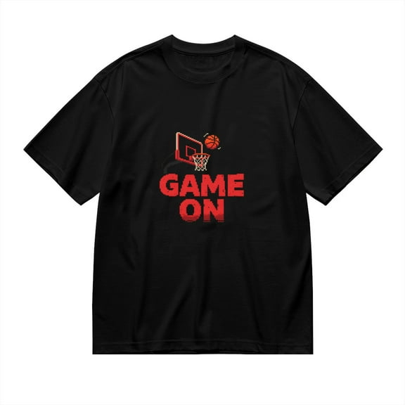 Game On, Pixel Basketball Print, Vintage T Shirt, Cotton T-Shirt for Men, 23554237,XL