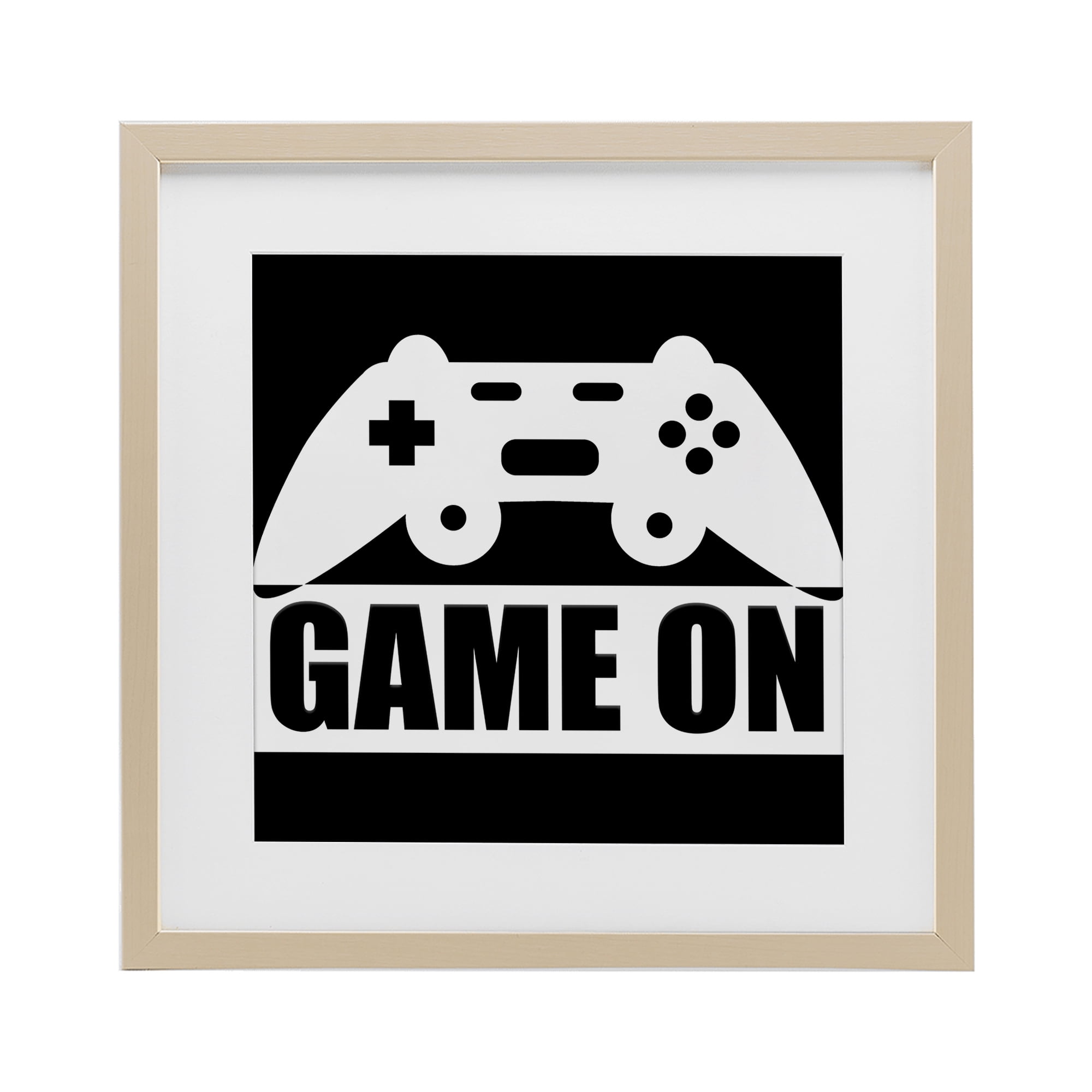 Game On Retro Black & White Birch Framed Print Under Glass, design by Kim Allen