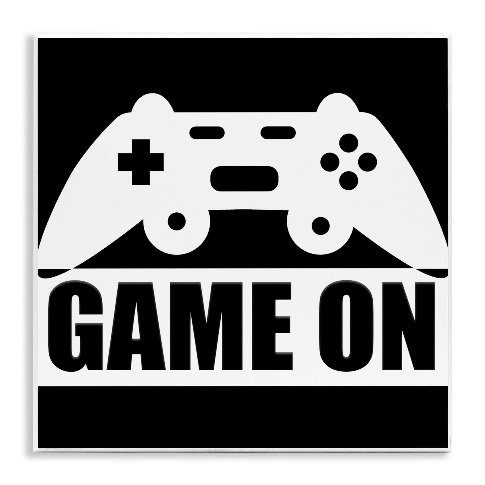 Game On Retro Black & White Wall Plaque Art, design by Kim Allen