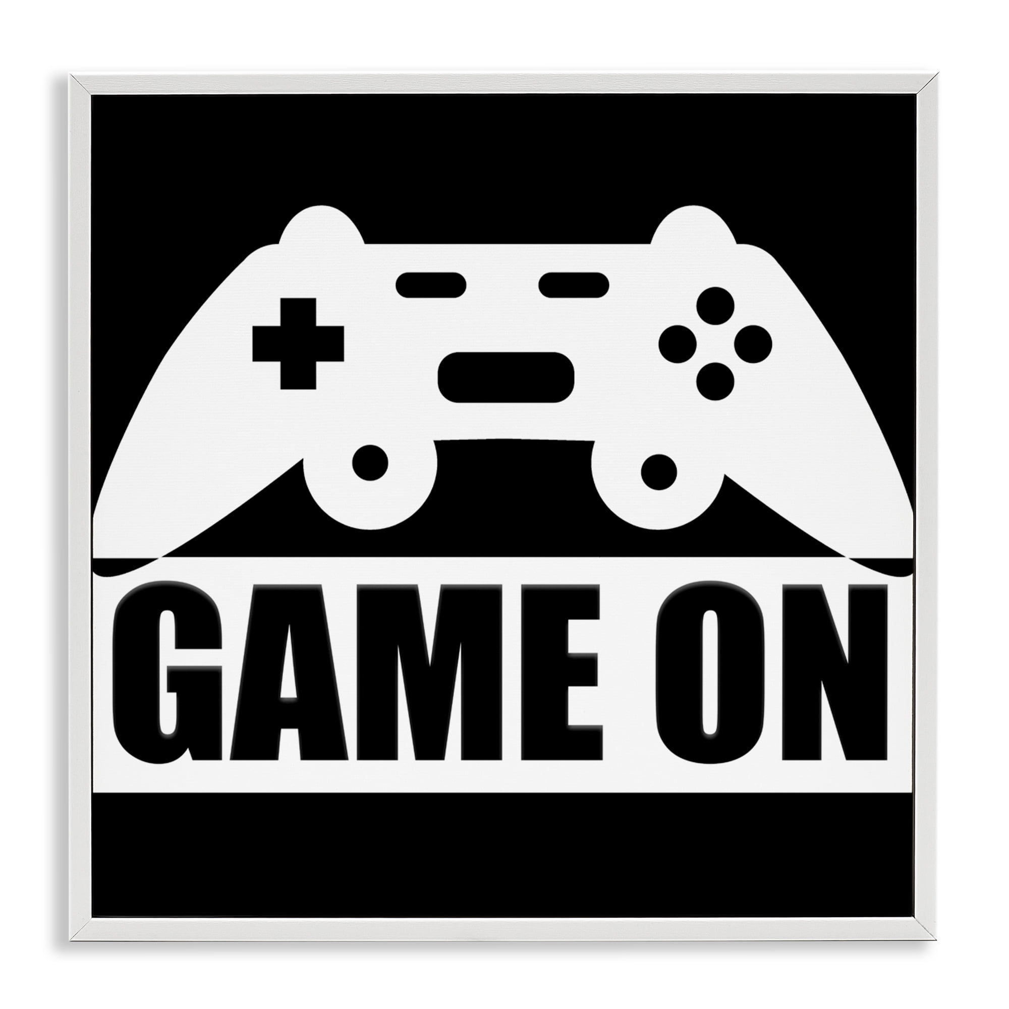Game On Retro Black & White White Framed Giclee Art, design by Kim Allen