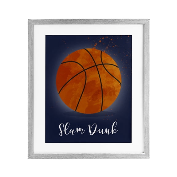 Stupell Industries Game On Slam Dunk Gray Framed Print Under Glass, design by Christine Simpson Art