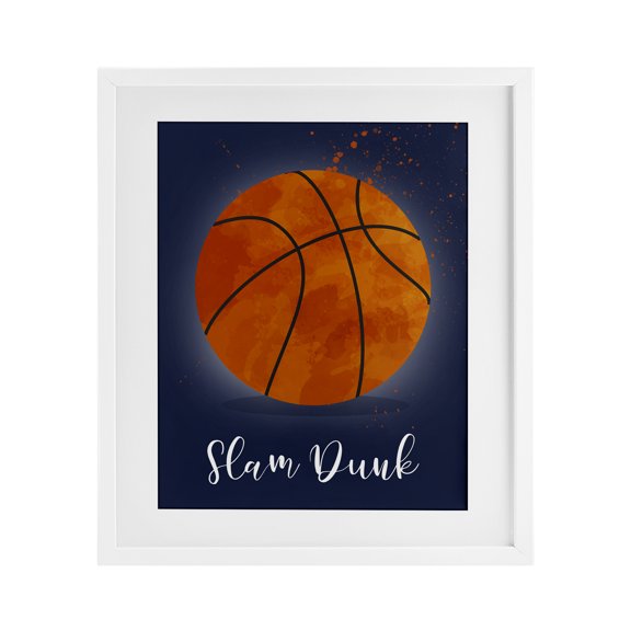 Stupell Industries Game On Slam Dunk White Framed Print Under Glass, design by Christine Simpson Art