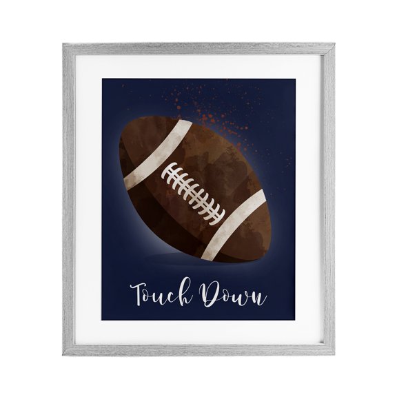 Stupell Industries Game On Touch Down Gray Framed Print Under Glass, design by Christine Simpson Art