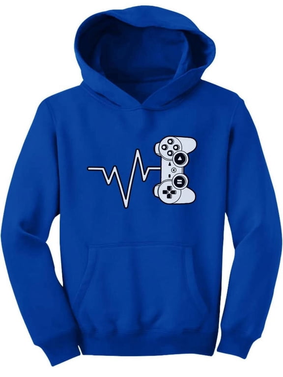 Game On Boys Gaming Hoodie - Cool Nerd Style Winter Wear - L, Blue