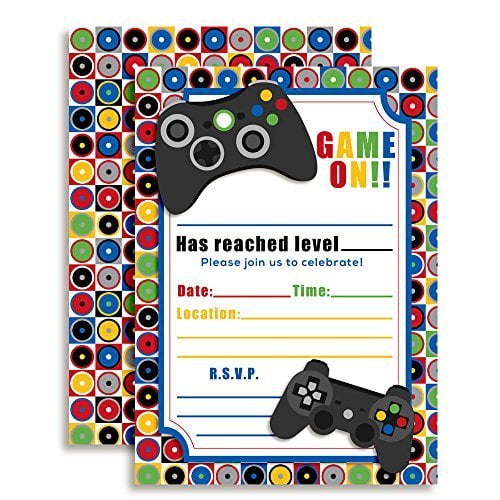 Game On Video Gamer Birthday Party Invitations