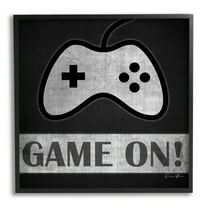 Game On Video Gaming Phrase Art for Kids Graphic Art Black Framed Art Print Wall Art