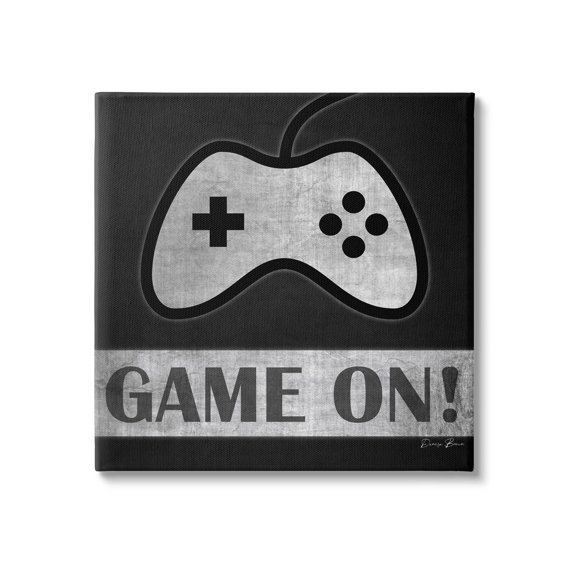 Game On Video Gaming Phrase Art for Kids Graphic Art Gallery Wrapped Canvas Print Wall Art