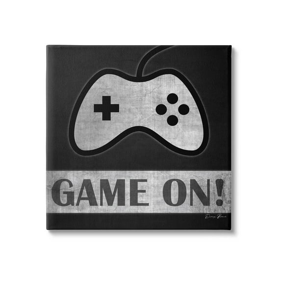 Game On Video Gaming Phrase Art for Kids Graphic Art Gallery Wrapped Canvas Print Wall Art