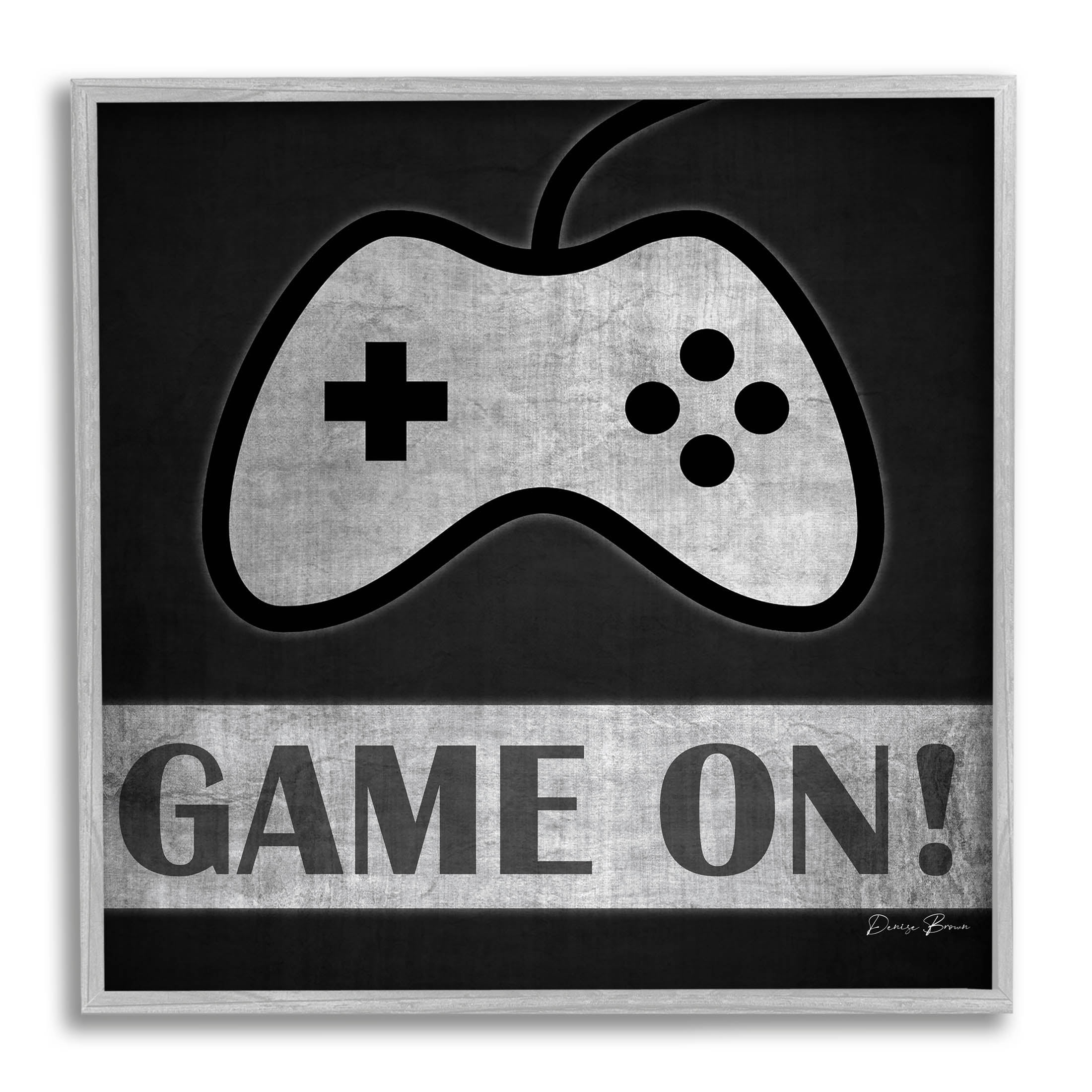 Game On Video Gaming Phrase Art for Kids Graphic Art Gray Framed Art Print Wall Art